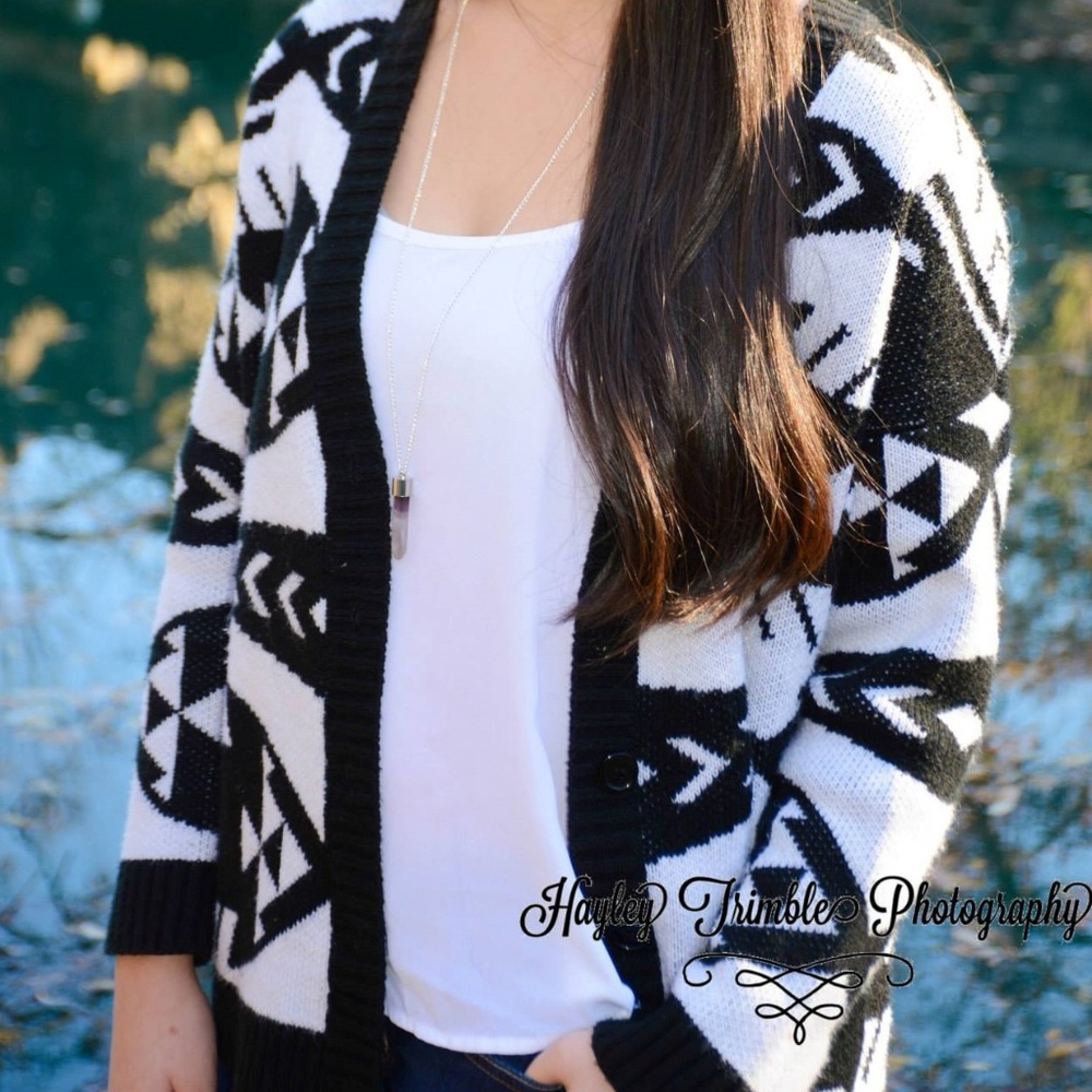 Chunky Printed Cardigan